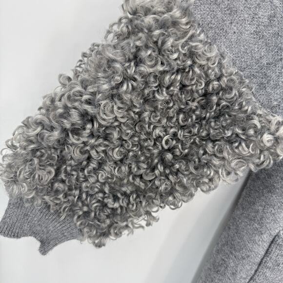 Frank Lyman Cardigan Sweater Size Large Gray Boucle knit Puff Cuffs Pockets - Picture 3 of 11